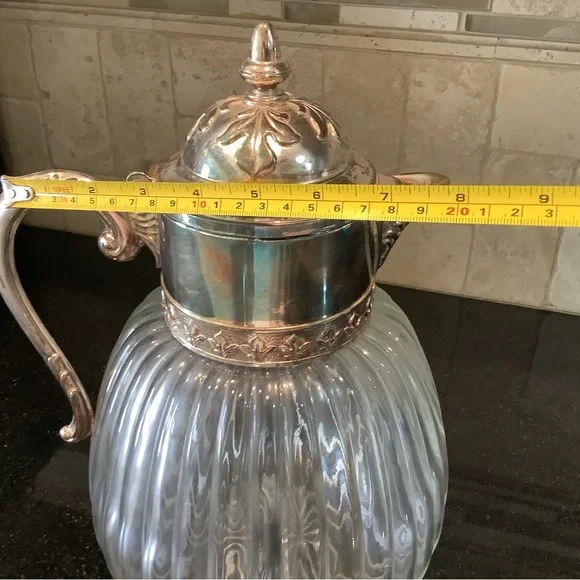 VINTAGE GLASS WATER PITCHER MADE IN ITALY ( No Other Markings)